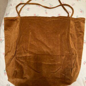 Corduroy Tote Bag with Inside Pocket